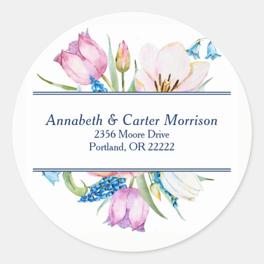 Botanische Bloemen Envelop Seal Ronde Sticker (Voorkant)