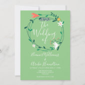 Botanische Bloemen Garland bruiloft uitnodiging (Voorkant)