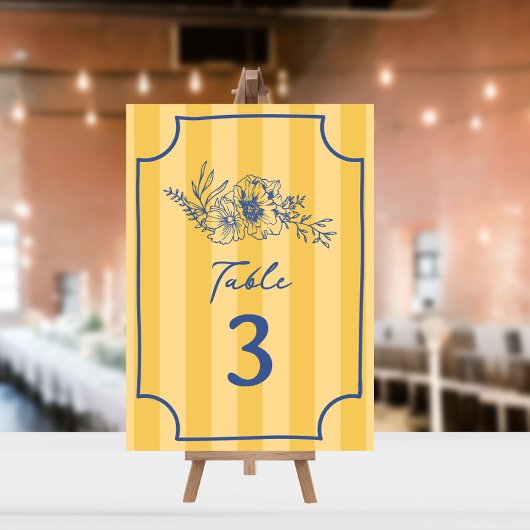 Botanische Bloemen Gele Streep Bruiloft Kaart