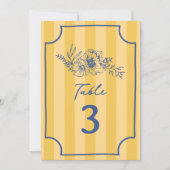 Botanische Bloemen Gele Streep Bruiloft Kaart (Voorkant)
