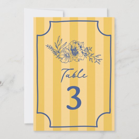 Botanische Bloemen Gele Streep Bruiloft Kaart (Achterkant)