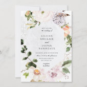 Botanische Bloemen Geometrische Kant Lijst Bruilof Kaart (Voorkant)