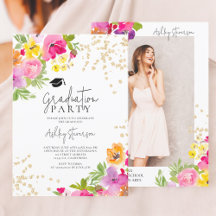 Botanische bloemen Gouden glitter foto afstuderen