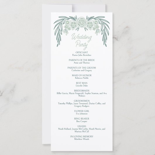 Botanische Bloemen Groen Trouwprogramma (Achterkant)