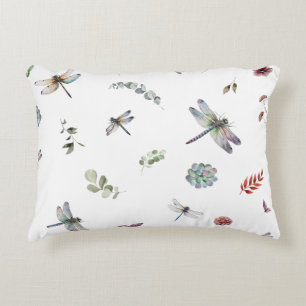 Botanische Bloemen Groen Waterverf Patroon Accent Kussen