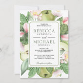 Botanische Bloemen Groene Appel Orchard Bruiloft Kaart (Voorkant)