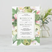 Botanische Bloemen Groene Appel Orchard Bruiloft Kaart (Staand voorkant)