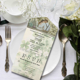 Botanische Bloemen Groene Chartreuse Één Foto Iers All In One Uitnodiging