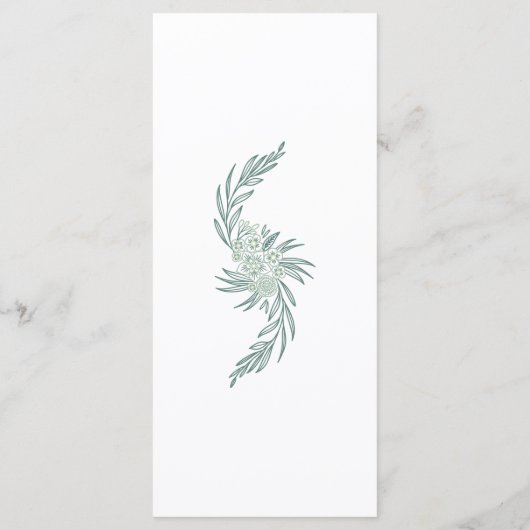 Botanische Bloemen Groene Huwelijk Menu (Achterkant)