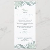 Botanische Bloemen Groene Huwelijk Menu (Voorkant)