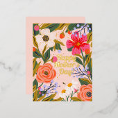 Botanische bloemen, groet van moeder folie feestdagen briefkaart (Voorkant / Achterkant)