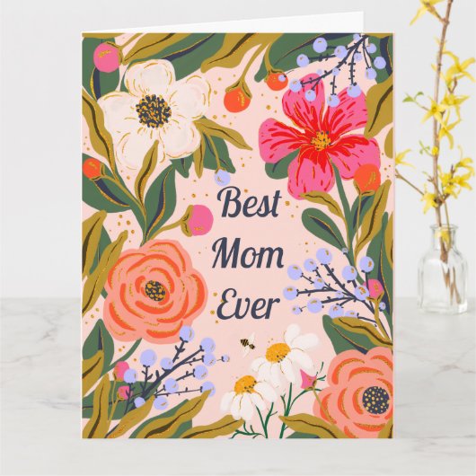 Botanische bloemen, groet van moeder kaart (Gele Bloem)