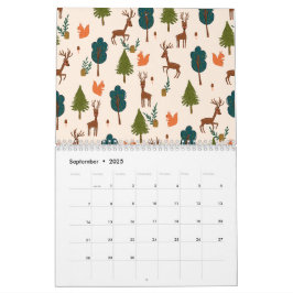 Botanische Bloemen Hand getrokken patroon geïllust Kalender