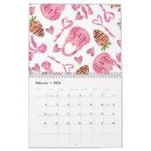 Botanische Bloemen Hand getrokken patroon geïllust Kalender (Feb 2026)