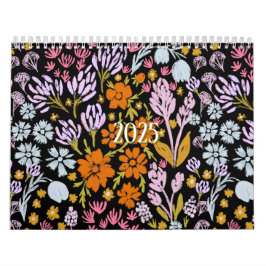Botanische Bloemen Hand getrokken patroon geïllust Kalender