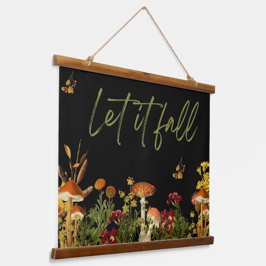  Botanische Bloemen Herfst Quote Paddenstoelen Hangend Wandkleed (Gebogen)