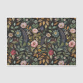 Botanische Bloemen Illustraties op Donkere Achterg Tissuepapier (Voorkant)