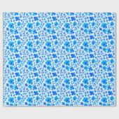 Botanische bloemen in diep blauw en wit cadeaupapier (Vlak)