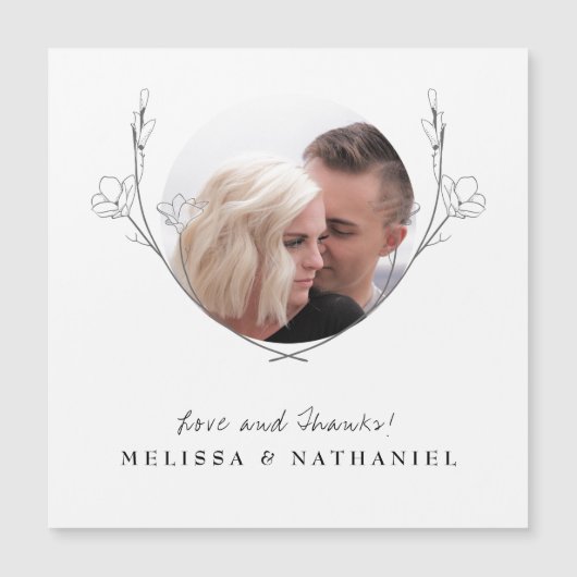 Botanische Bloemen Krans Foto Dank u bruiloft (Voorkant)