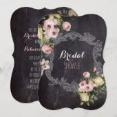 botanische bloemen krijtbord bruids thee partij kaart (Voorkant / Achterkant)