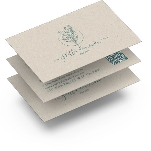 Botanische bloemen logo beige ambachtpapier terug visitekaartje