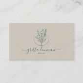 Botanische bloemen logo beige ambachtpapier terug visitekaartje (Voorkant)