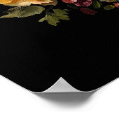 Botanische Bloemen Moody Black Wedding Welkom Poster (Hoek)