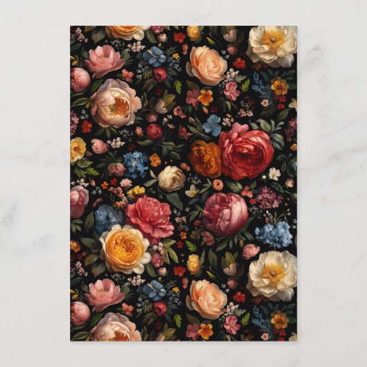 Botanische Bloemen Moody Vintage Wedding Menu (Achterkant)