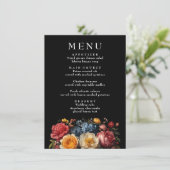 Botanische Bloemen Moody Vintage Wedding Menu (Staand voorkant)