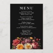 Botanische Bloemen Moody Vintage Wedding Menu (Voorkant)