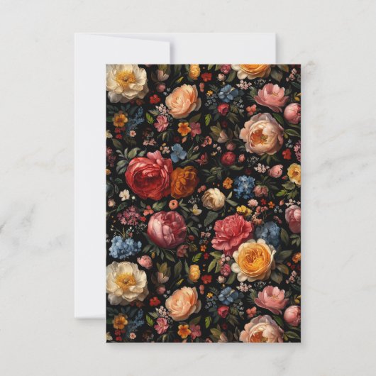 Botanische Bloemen Moody Zwart Chic Wedding Save The Date (Achterkant)
