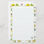 Botanische bloemen narcissen pansies gevoerd briefpapier (Voorkant / Achterkant)