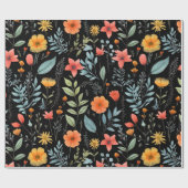  Botanische Bloemen Natuur Groen Cadeaupapier (Vlak)