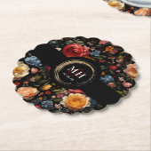 Botanische Bloemen Nederlands Barok Huwelijksmonog Kartonnen Onderzetters (Gekanteld)