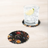 Botanische Bloemen Nederlands Barok Huwelijksmonog Kartonnen Onderzetters (Insitu)