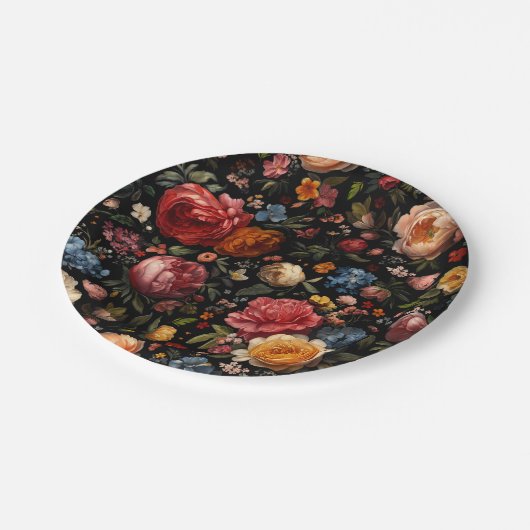 Botanische Bloemen Nederlandse Barok Fine Art Zwar Papieren Bordje (Gekanteld)