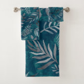 Botanische bloemen op blauw bad handdoek (Insitu)