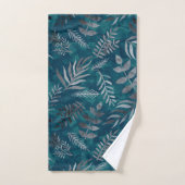 Botanische bloemen op blauw bad handdoek (Handdoek)