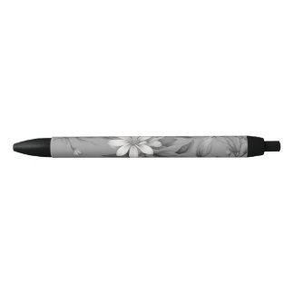 Botanische bloemen op grijs zwarte inkt pen