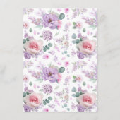 Botanische Bloemen Paarse en Roze Trouwmenu Menu (Achterkant)