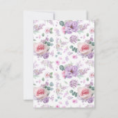 Botanische Bloemen Paarse Roze Huwelijk RSVP Kaart (Achterkant)