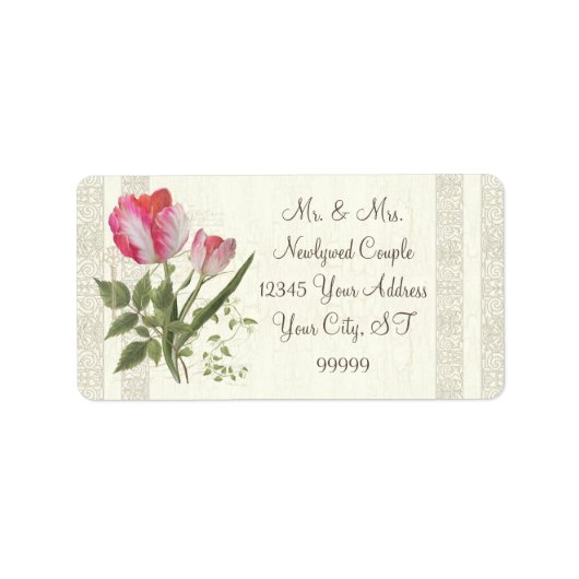  botanische bloemen — Parchup Tulpen Etiket (Voorkant)