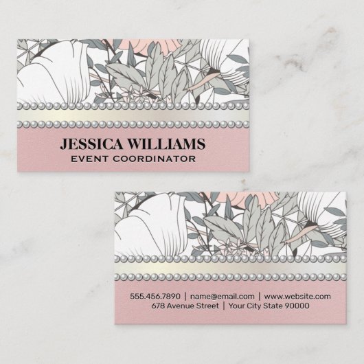 Botanische bloemen | Pearls Visitekaartje (Voorkant / Achterkant)