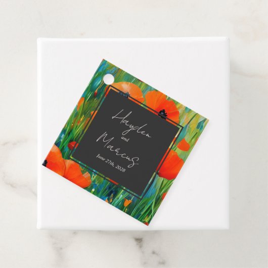 Botanische Bloemen Poppy Bruiloft Bedankjes Labels (In situ)