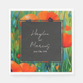 Botanische Bloemen Poppy Bruiloft Servet (Voorkant)
