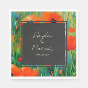 Botanische Bloemen Poppy Bruiloft Servet