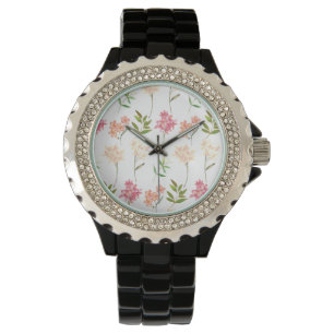 Botanische bloemen print traditionele cottage stij horloge