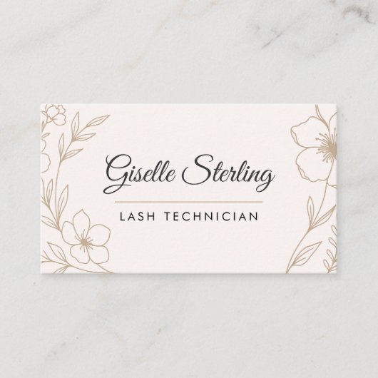 Botanische Bloemen QR Code Blush Lash Technician Visitekaartje (Voorkant)
