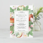 Botanische Bloemen Rode Appel Orchard Bruiloft Kaart (Staand voorkant)