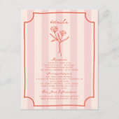 Botanische Bloemen Roze Streep Bruiloft Details Informatiekaartje (Voorkant)